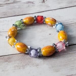 Vintage Stretch Bracelet Multi Tone